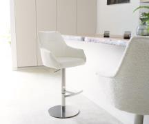 Barstuhl Alja-Flex Bouclé Weiß Drehfuß höhenverstellbar Edelstahl dreh...