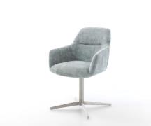 Drehstuhl Pejo-Flex Chenille Pastellblau Fußkreuz Edelstahl 360° drehb...