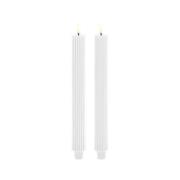 Uyuni - Kegelkerze LED Grooved 2-pack 3,2x25,5 cm Nordic Weiß/Smooth L...