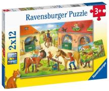 Ravensburger Puzzle Ferien auf dem Pferdehof, 2x12 Teile