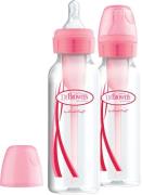 Dr. Brown's Option+ Schmaler Hals Babyflasche 250 ml 2er-Pack, Rosa