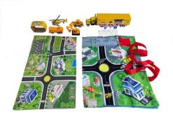 Suntoy Container-Lkw Spielset mit Teppich 14 Teile Arbeitsfahrzeug