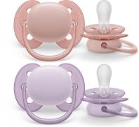 Philips Avent Ultra Soft Schnuller 0-6m 2er-Pack, Rosa/Lila