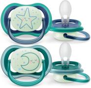 Philips Avent Ultra Air Night Schnuller 2er-Pack 6-18m, Grün/Blau