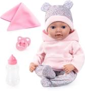 Bayer Design Reborn Baby Puppe mit Zubehör Teddybär 38 cm