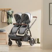 Beemoo Pro Twin Geschwisterwagen Cloud Grey/Black, Doppelkinderwagen