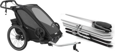 Thule Chariot Sport 1 Fahrradanhänger inkl. Ski- &  Wanderset, Midnigh...