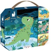 Janod Dinosaurier Puzzles mit steigender Schwierigkeit 4-in-1 43 Teile