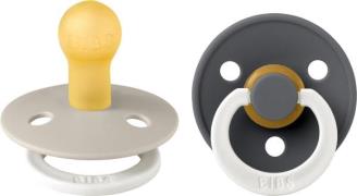 BIBS Colour Glow Schnuller 2er-Pack Latex Größe 1, Sand/Iron